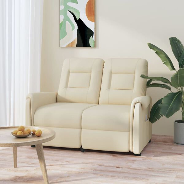 vidaXL Masažni dvosed krem umetno usnje