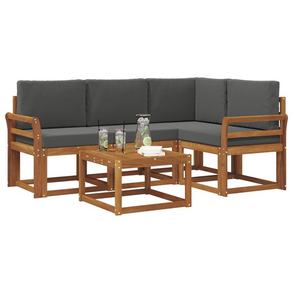 vidaXL Zunanja garnitura za sedenje 5 pcs Naravna in antracitna