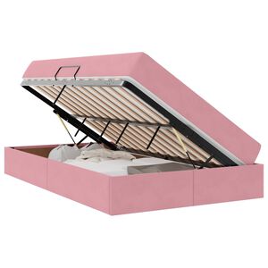 vidaXL Postelja z dodatnim prostorom za shranjevanje in vzmetnico Roza