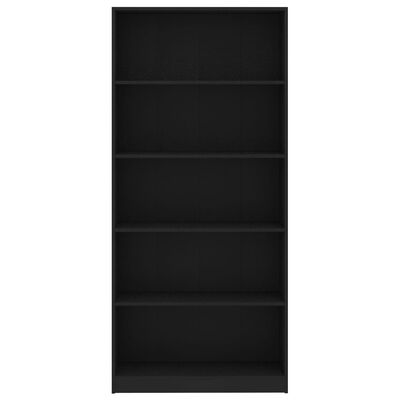 vidaXL Knjižna omara 5-nadstropna črna 80x24x175 cm iverna plošča