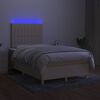 vidaXL Box spring postelja z vzmetnico LED krem 120x190 cm blago