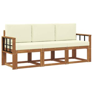 vidaXL Zunanja garnitura za sedenje z blazino 3 pcs Naravna in smetana