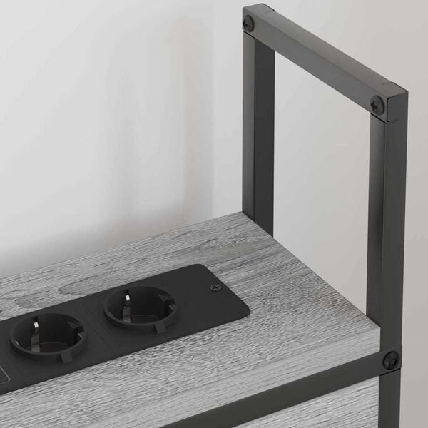 vidaXL Headboard za shranjevanje z postajo za polnjenje Siva sonoma