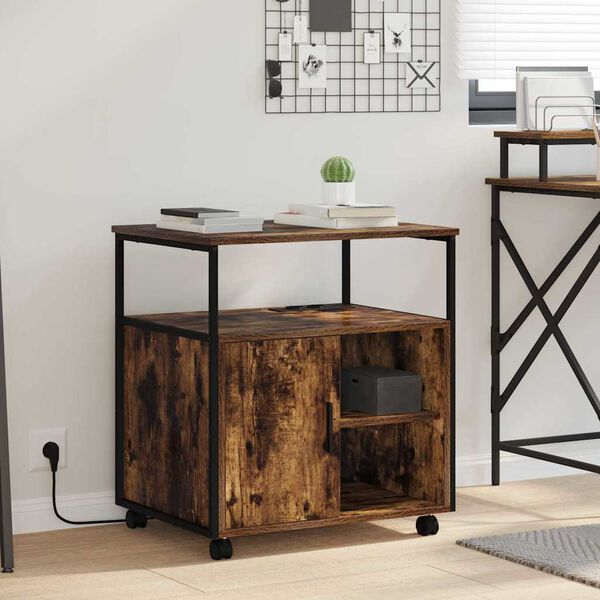 vidaXL Omara z polnilno postajo Dimljeni oreh 61 x 46 x 67 cm