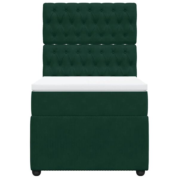 vidaXL Box spring postelja z vzmetnico temno zelena 100x200 cm žamet