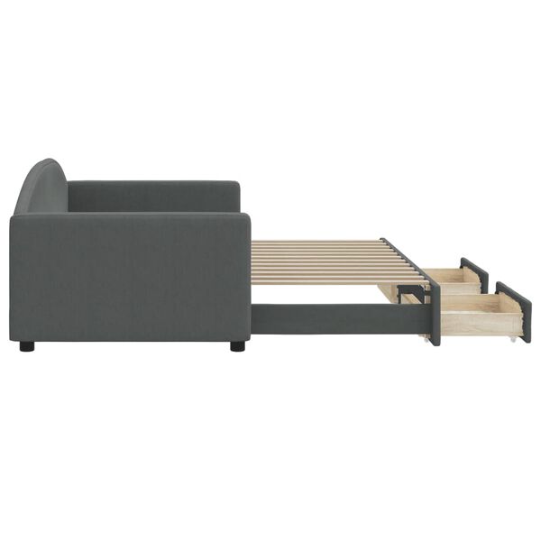 vidaXL Izvlečna dnevna postelja s predali temno siva 90x200 cm blago