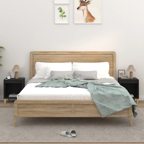 vidaXL Nočna omarica 2 kosa črna 40x35x50 cm