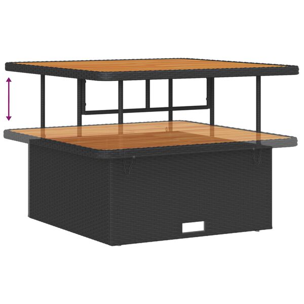 vidaXL Vrtna sedežna garnitura z blazino 9 pcs Črna