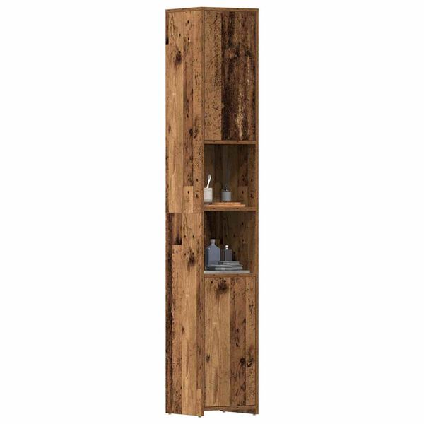 vidaXL Kopalniška omarica Old Wood 30x30x183,5 cm inženirski les