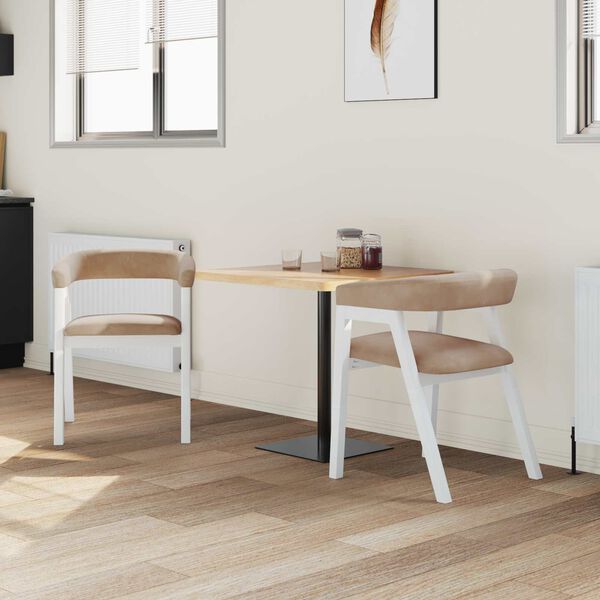 vidaXL Jedilni stoli 2 pcs Bela 54 x 57 x 73 cm Masivno gumijasto les