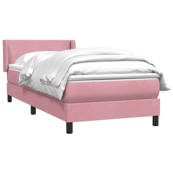 vidaXL Box Spring postelja z vzmetnico Pink 100x220 cm Velvet