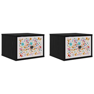 vidaXL Stenska nočna omarica MAINZ 2 kos Črni hrast 36 x 33 x 25 cm