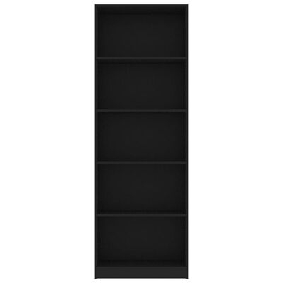 vidaXL Knjižna omara 5-nadstropna črna 60x24x175 cm iverna plošča