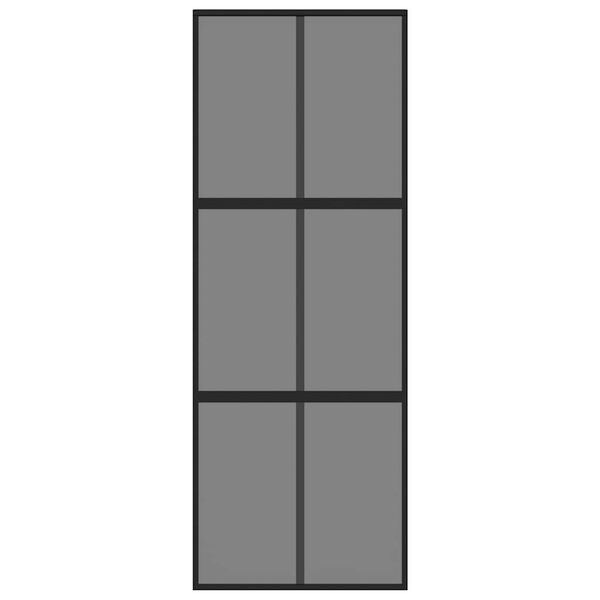 vidaXL Drsna vrata črna 76x205 cm kaljeno steklo in aluminij