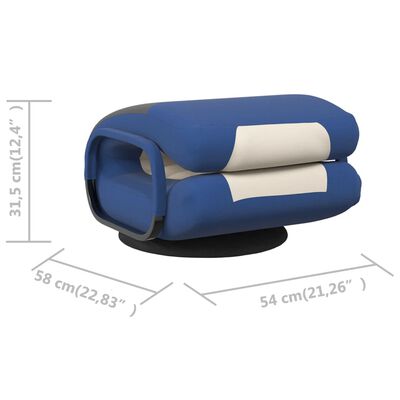 vidaXL Vrtljiv talni stol modro in krem blago