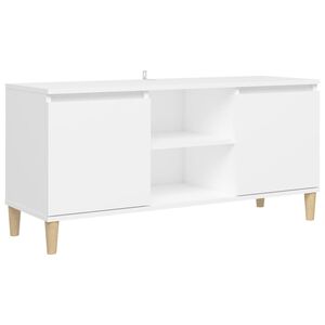 vidaXL TV omarica s trdnimi lesenimi nogami bela 103,5x35x50 cm