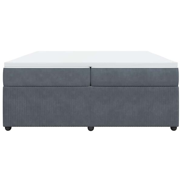 vidaXL Box spring postelja z vzmetnico temno siva 200x200 cm žamet
