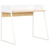 vidaXL Pisalna miza bela in barva hrasta 90x60x88 cm
