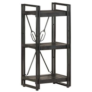 vidaXL Knjižna omara 3-nadstropna črna 40x30x80 cm trden mangov les