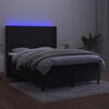vidaXL Box spring postelja z vzmetnico LED črna 140x190 cm žamet