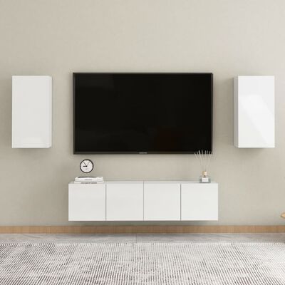 vidaXL TV omarica visok sijaj bela 30,5x30x60 cm iverna plošča