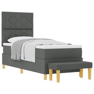 vidaXL Postelja z vzmetnico z vzglavjem Temno siva 200 x 80 cm blago
