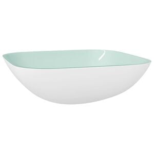 vidaXL Stekleni umivalnik 42x42x14 cm bel