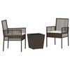 vidaXL Vrtnik Bistro Set 3 kos Rjava poli ratan