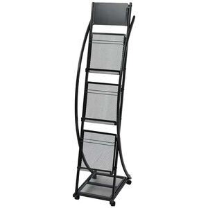 vidaXL Stojalo za revije 40x32x131 cm črne barve A4