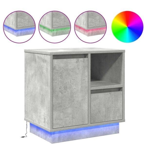 vidaXL Nočna omarica Betonsko siva 50 x 34,5 x 50 cm. Konstruiran les