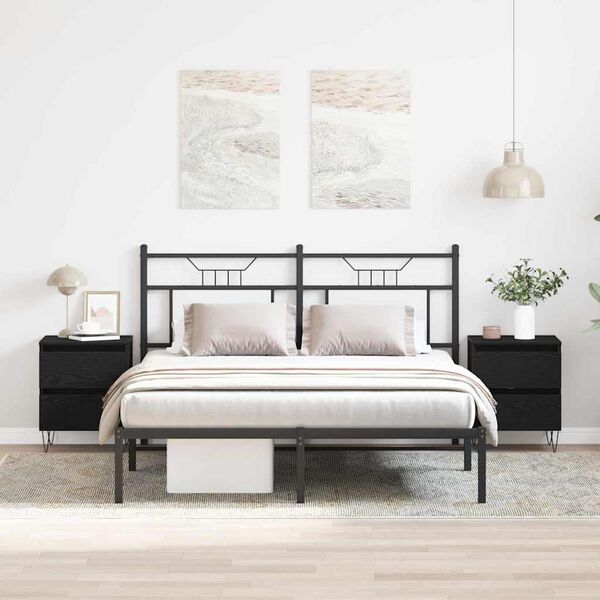 vidaXL Nočna omarica 2 pcs Črni hrast 40 x 35 x 50 cm Konstruiran les