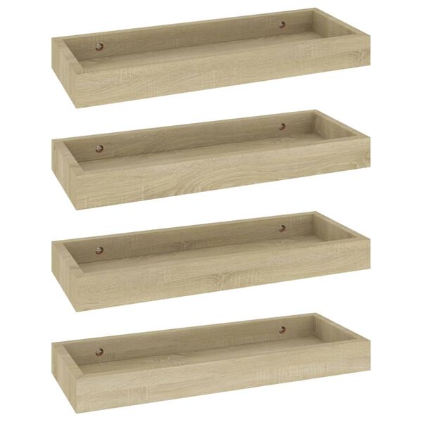 vidaXL Stenske police Loggia 4 kosi hrast 40x15x4 cm MDF