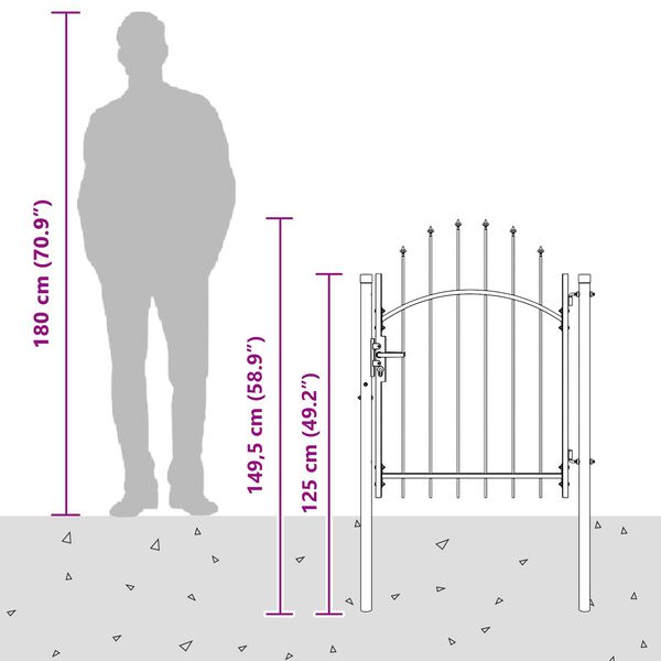 vidaXL Vrtna vrata s ključavnico Siva 100 x 100 cm Jeklo