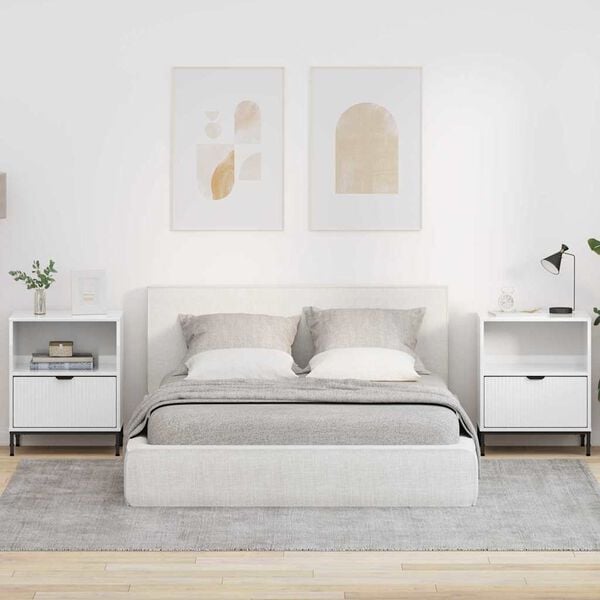 vidaXL Nočna omarica 2 pcs Bela z visokim sijajem 49 x 36 x 61 cm