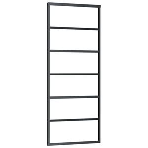 vidaXL Drsna vrata ESG steklo in aluminij 76x205 cm črna