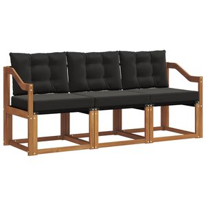 vidaXL Zunanja garnitura za sedenje z blazino 3 pcs Naravna in črna