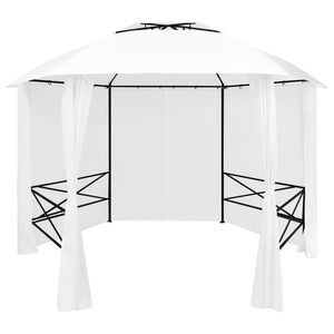 vidaXL Vrtni &scaron;otor z zavesami 360x312x265 cm bel 180 g/m&sup2;