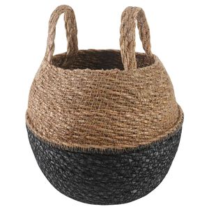 vidaXL Lonček za rastline z ročaji Črna &Oslash; 22 x 20 cm 100% morska trava