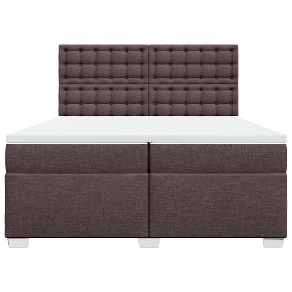 vidaXL Box spring postelja z vzmetnico temno rjav 200x200 cm blago