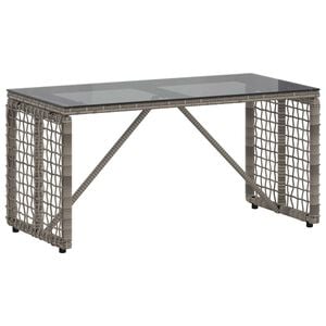 vidaXL Zunanja miza Siva in črna 80 x 40 x 40 cm PE Ratan in Steklo