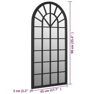vidaXL Vrtno ogledalo črno 90x45 cm železno za zunanjo uporabo