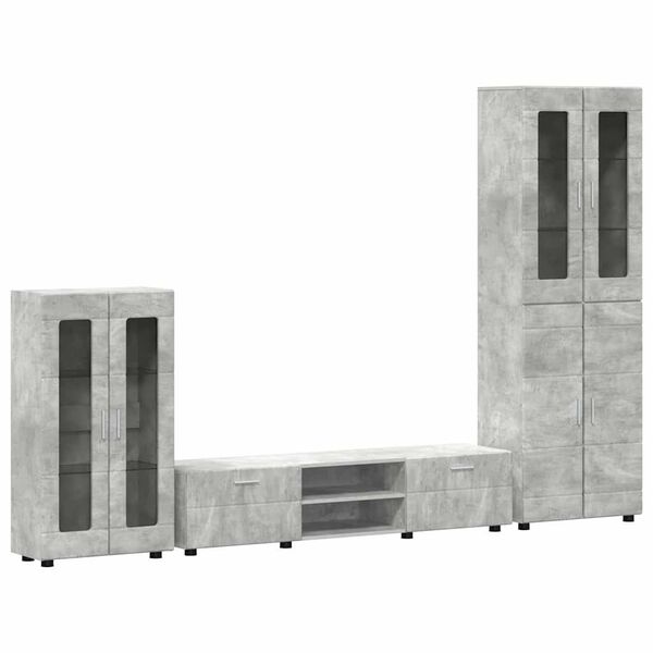 vidaXL Komplet TV omaric s polico FLORIN Betonsko siva Konstruiran les