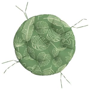 vidaXL Okrogla blazina vzorec listja &Oslash; 60 x 11 cm oxford tkanina