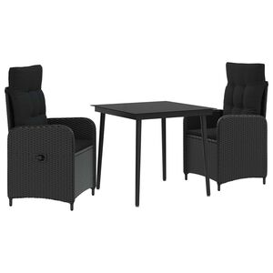 vidaXL Set miz za kavč 3 kos Črna 80 x 80 x 74 cm