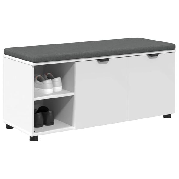 vidaXL Haldna klop z blazino Enobarvno Bela 100 x 38 x 46 cm