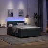 vidaXL LED Box Spring Postelja Temno siva in bela 140 x 190 cm