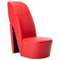 vidaXL Stol v obliki visoke pete rdeče umetno usnje