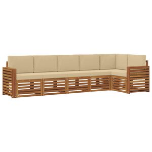 vidaXL Sedežne garniture 6 pcs Naravna in bež Masiven les akacije