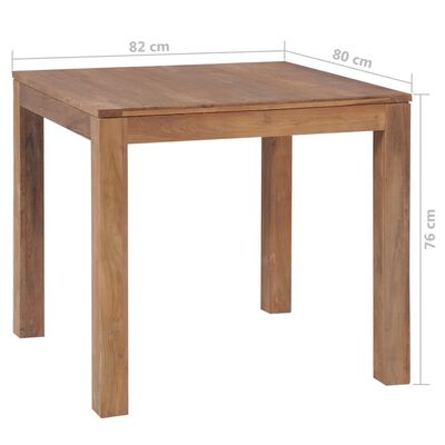 vidaXL Jedilna miza iz trdne tikovine z naravnim finišem 82x80x76 cm