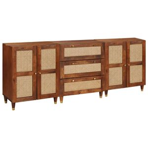 vidaXL Komplet stranske omare 3 pcs Rjava 180 x 33 x 75 cm